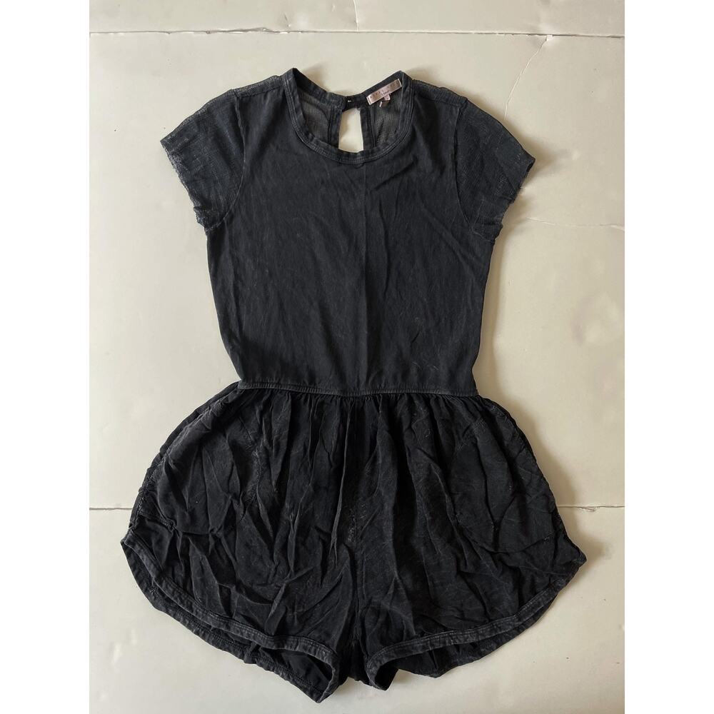 Rebel Yell Romper Womens XS Black Short Sleeve Jersey Pockets One Piece